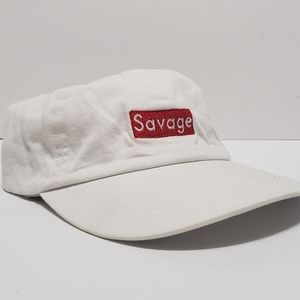 Savage Box Logo White Strap-back Hat